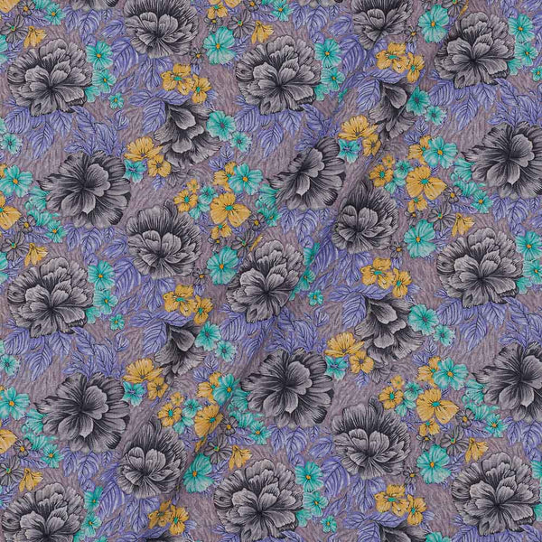 60's Soft (Silklized) Cotton Dove Grey Colour Floral Print 43 Inches Width Fabric freeshipping - SourceItRight