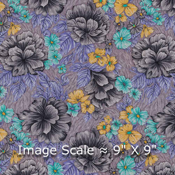 60's Soft (Silklized) Cotton Dove Grey Colour Floral Print 43 Inches Width Fabric freeshipping - SourceItRight
