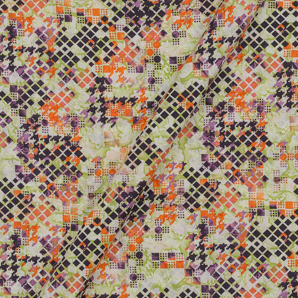 60's Soft (Silklized) Cotton Cream Yellow Colour Geometric Print 43 Inches Width Fabric freeshipping - SourceItRight