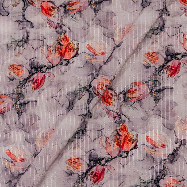 Crepe Type Off White Colour Digital Floral Jaal Print Tikki & Thread Embroidered Flowy 43 Inches Fabric freeshipping - SourceItRight