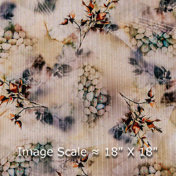 Crepe Type Off White Colour Digital Floral Jaal Print Tikki & Thread Embroidered Flowy 42 Inches Fabric freeshipping - SourceItRight