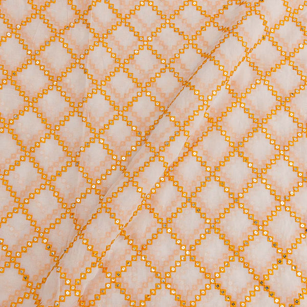 Georgette Milky White Colour Tikki & Thread Embroidered 42 Inches Width Fabric. freeshipping - SourceItRight