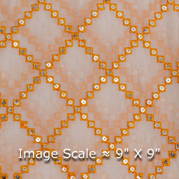 Georgette Milky White Colour Tikki & Thread Embroidered 42 Inches Width Fabric. freeshipping - SourceItRight