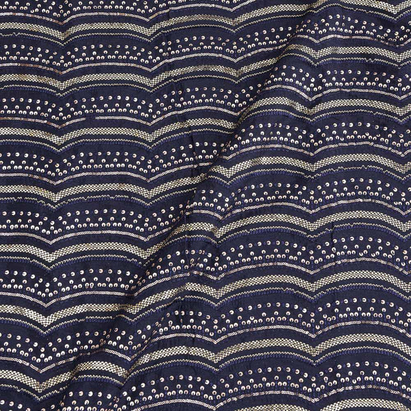 Chinnon Chiffon Navy Blue Colour Tikki & Sequence Embroidered 45 Inches Width Fabric freeshipping - SourceItRight