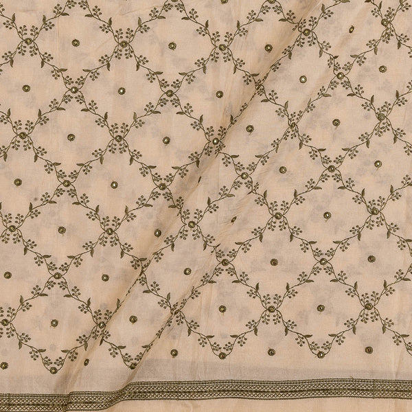 Buy Dolla Silk Feel Beige Colour Thread Embroidered Fabric Online 3048