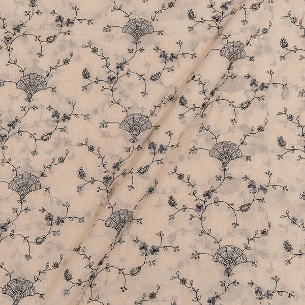 Cotton Off White Colour Tikki & Artificial Mirror Embroidered Fabric Online 3099F