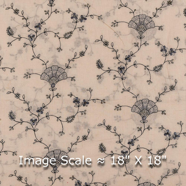 Cotton Off White Colour Tikki & Artificial Mirror Embroidered Fabric Online 3099F