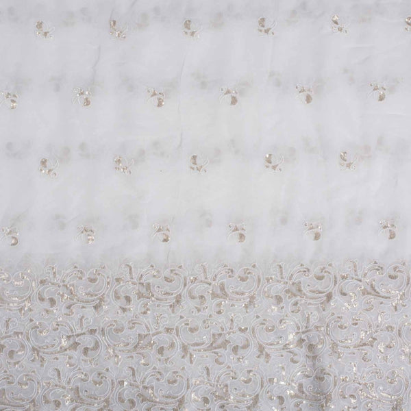 Dyeable Gold Sequence Embroidered Viscose Georgette Fabric With Daman 54 inch Width freeshipping - SourceItRight