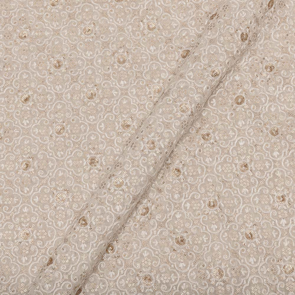 Dyeable Georgette Pearl White Colour 42 Inhces Width Sequence And Thread Embroidered Fabric freeshipping - SourceItRight