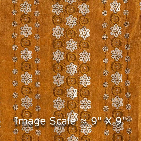 Chinnon Chiffon Apricot Orange Colour Thread & Tikki Embroidered Fabric freeshipping - SourceItRight