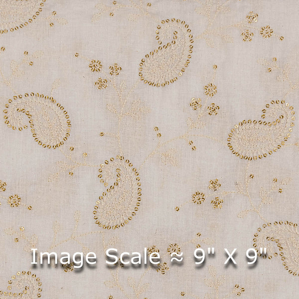 Buy Cotton White Colour Tikki & Thread Embroidered Fabric Online 3311C