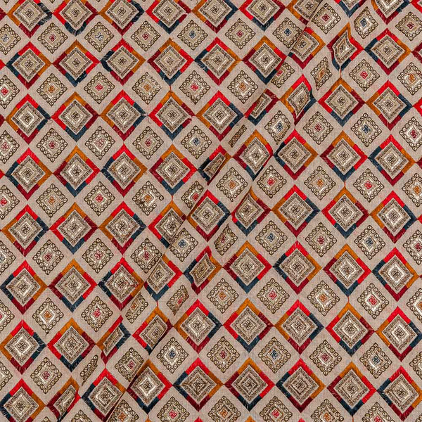 Cotton Off White Colour Multi Thread & Tikki Embroidered Fabric Online 3313A