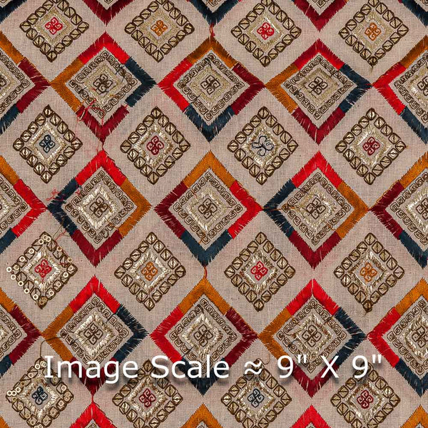 Cotton Off White Colour Multi Thread & Tikki Embroidered Fabric Online 3313A