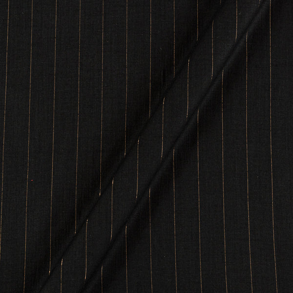 Rayon with Golden Stripes Georgia Black Colour Stretchable Fabric 4191A 