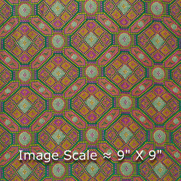Silk Feel Green Two Tone 43 Inches Width Banarasi Brocade Fabric freeshipping - SourceItRight
