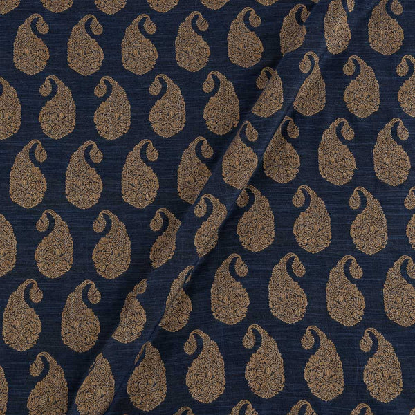 Slub Chanderi Feel Steel Blue Colour Paisley Pattern Fancy Jacquard Fabric 7001GC