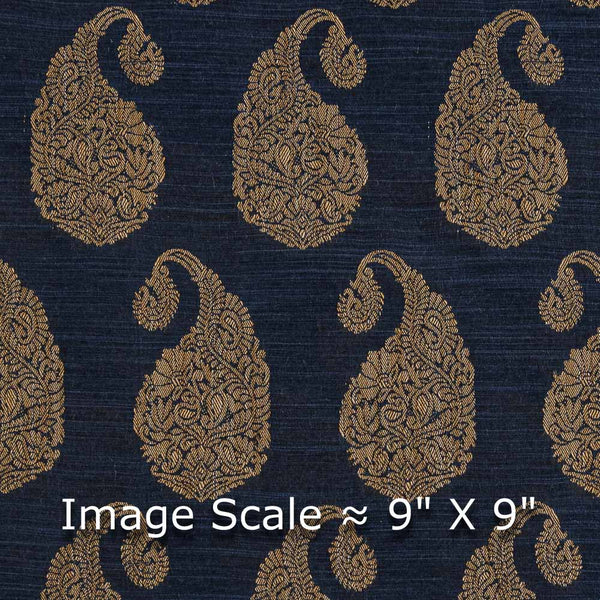 Slub Chanderi Feel Steel Blue Colour Paisley Pattern Fancy Jacquard Fabric 7001GC