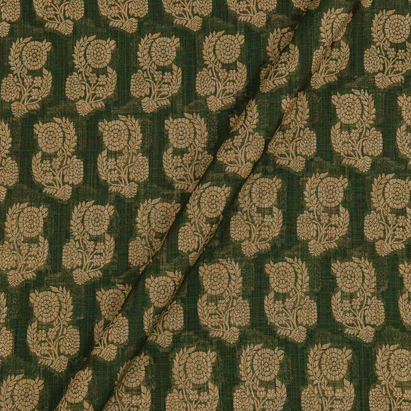 Chanderi Feel Forest Green Colour Floral Pattern Fancy Jacquard Fabric 7001KP