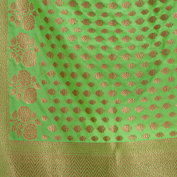 Parrot Green Colour Copper Zari Jaal & Butta Print Katan Silk Type Banarasi Dupatta freeshipping - SourceItRight