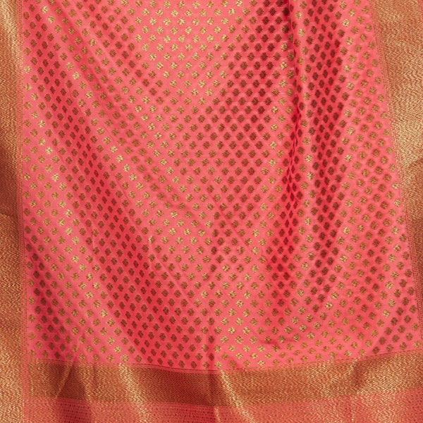 Coral Pink Colour Copper Zari Jaal & Butta Print Katan Silk Type Banarasi Dupatta freeshipping - SourceItRight