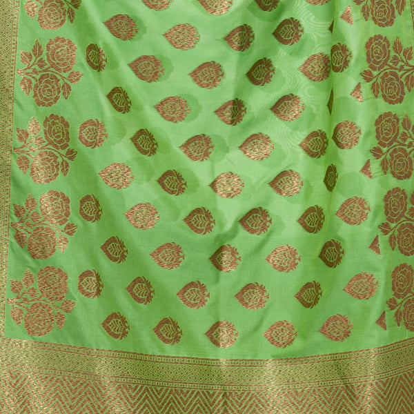 Parrot Green Colour Copper Zari Jaal & Butta Print Katan Silk Type Banarasi Dupatta freeshipping - SourceItRight