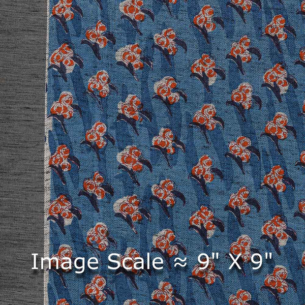 Pashmina Feel Blue Colour Floral Print Twill Cotton Fabric Online 9010G