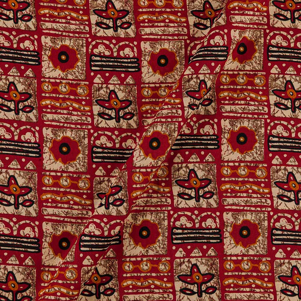 Buy Red Colour Batik Effect Ethnic Print Cotton Fabric 9023Y