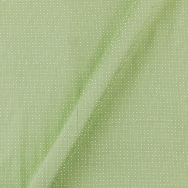 Dots Print on Pista Green Coloured Premium Cotton Satin Fabric Online 9031A10