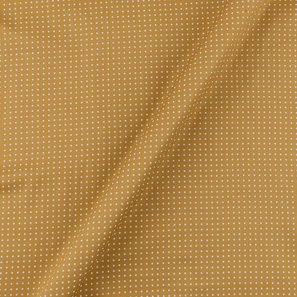 Dots Print on Golden Beige Coloured Premium Cotton Satin Fabric Online 9031A9