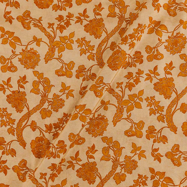 Buy Satin Feel Beige Colour Floral Jaal Print Viscose Fabric Online 9050D