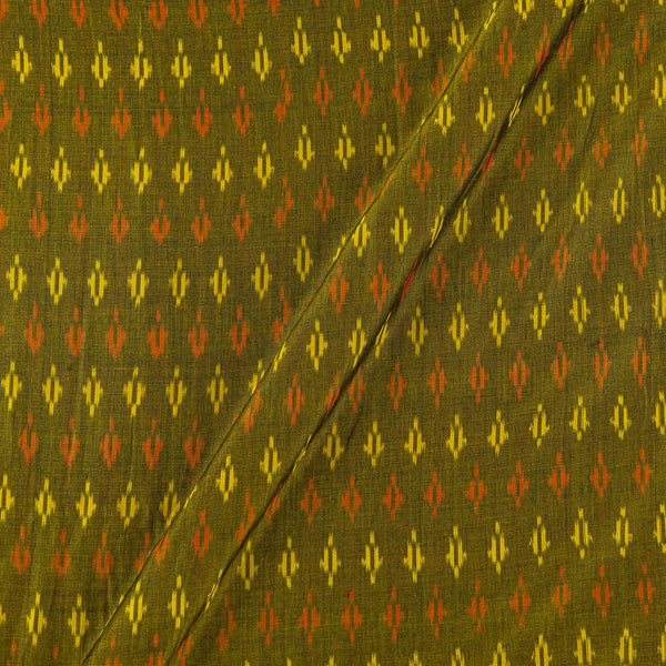 Mercerised Cotton Ikat Mehendi Green X Black Cross Tone Fabric Online 9151EI
