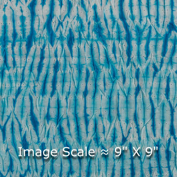 Buy Cotton Tie and Dye Hand Shibori White & Ocean Blue Colour Fabric Online 9387BE
