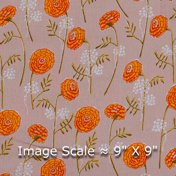 Cotton Slub Pale Peach Colour Floral Butta Silver Foil 43 Inches Width Printed Fabric freeshipping - SourceItRight