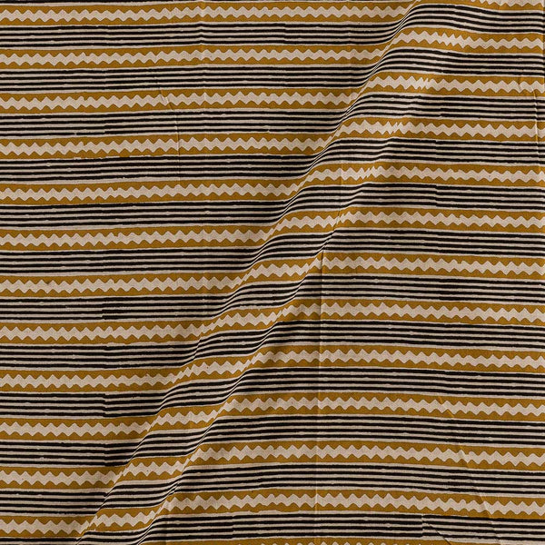 Buy Cotton Authentic Bagru Mustard Olive Colour All Over Border Block Print Fabric 9421DP Online