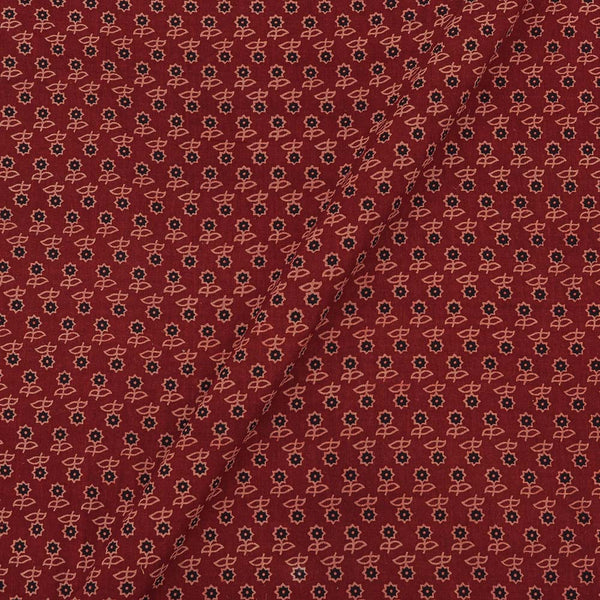 Gamathi Cotton Natural Dyed  Floral Butti Print Maroon Colour 46 Inches Width Fabric freeshipping - SourceItRight