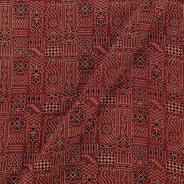 Gamathi Cotton Natural Dyed Geometirc Print Maroon Colour 45 Inches Width Fabric freeshipping - SourceItRight
