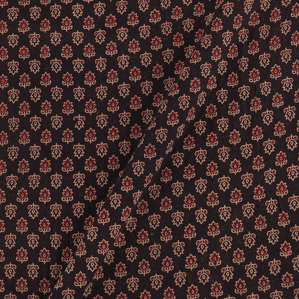 Gamathi Cotton Natural Dyed Floral Print Black Colour Fabric 9445AET Online