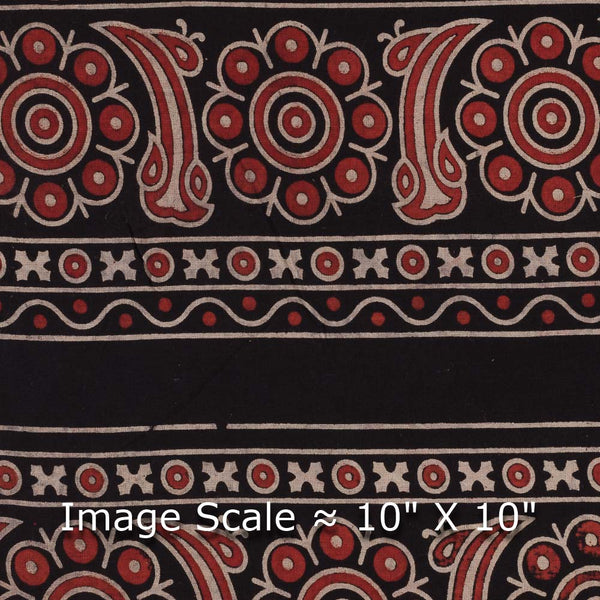 Gamathi Cotton Black Colour Double Kaam Natural All Over Border Print 45 Inches Width Fabric freeshipping - SourceItRight
