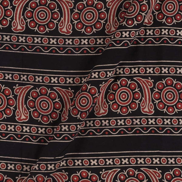 Gamathi Cotton Black Colour Double Kaam Natural All Over Border Print 45 Inches Width Fabric freeshipping - SourceItRight