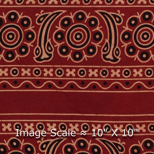 Gamathi Cotton Maroon Colour Double Kaam Natural All Over Border Print 46 Inches Width Fabric freeshipping - SourceItRight
