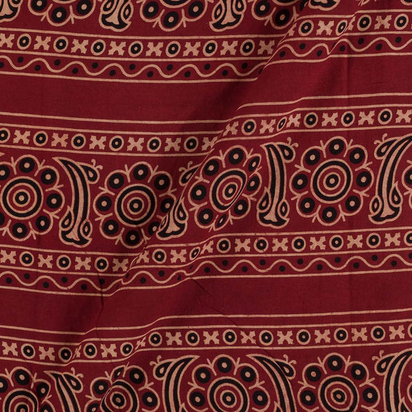 Gamathi Cotton Maroon Colour Double Kaam Natural All Over Border Print 46 Inches Width Fabric freeshipping - SourceItRight