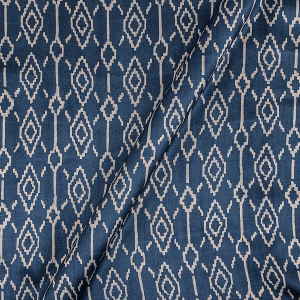 Gaji Steel Blue Colour Geometric Print Fabric 9508IE