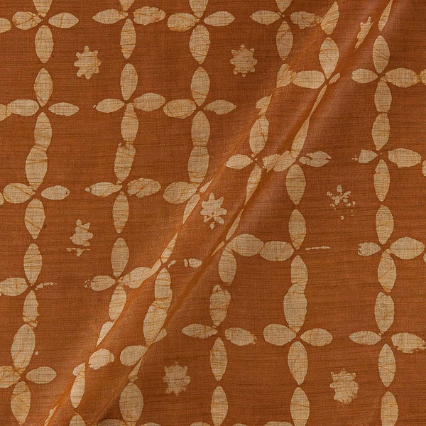 Buy Fancy Bhagalpuri Blended Cotton Rust Colour Floral Batik Print On Silk Feel Fabric Online 9525AF
