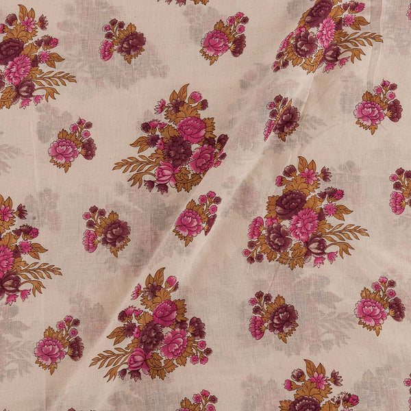 Buy Mulmul Type Cotton Beige Cream Colour Floral Butta Print Fabric 9546F Online