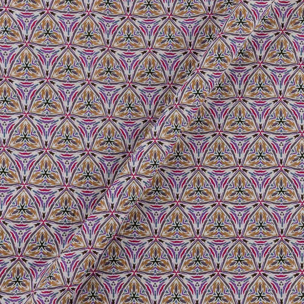Cotton White Colour Geometric Print Fabric Online 9562AY