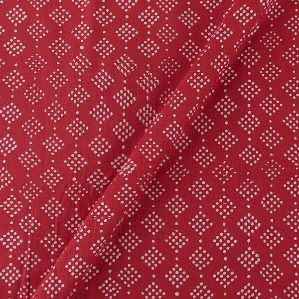 Cotton Coral Red Colour Brasso Effect Geometric Wax Batik Fabric Online 9658JB
