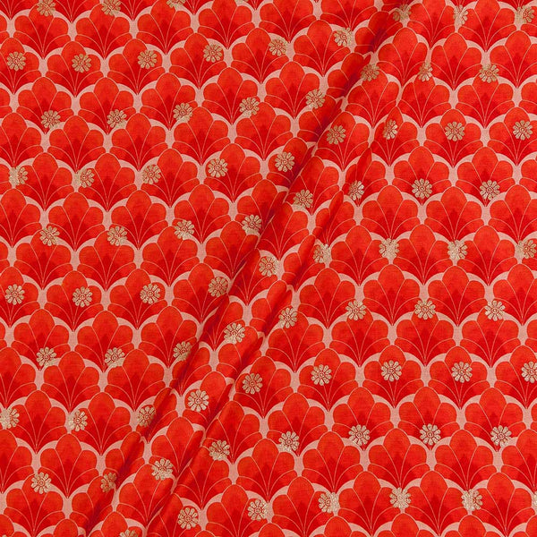Buy Silk Feel Carrot Orange Colour Floral Jacquard Viscose Fabric Online 9682M