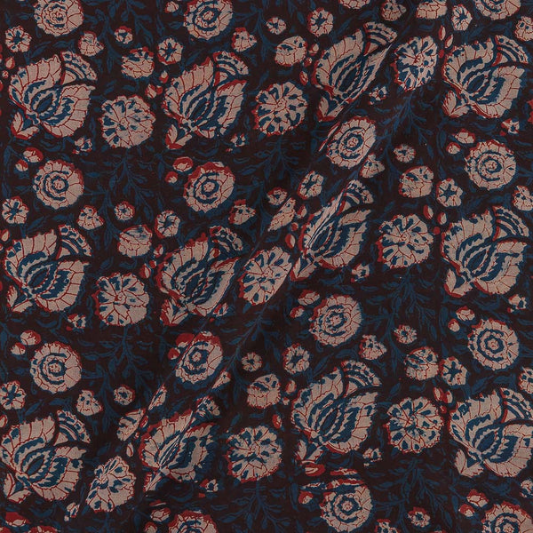 Assam silk Feel Plum Colour Floral Jaal Block Print Viscose Fabric 9695AC Online