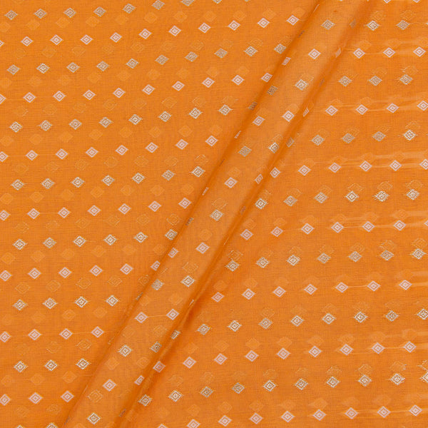 Buy Chanderi Cotton Orange Colour Geometric Butti Jacquard Fabric Online 9715K
