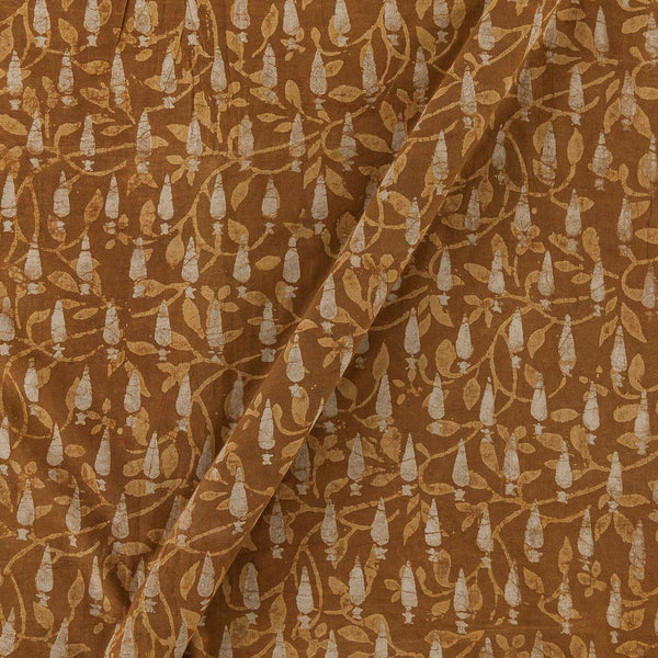 Dabu Cotton Mustard Brown Colour Batik Theme Jaal Hand Block Print Fabric Online 9727P